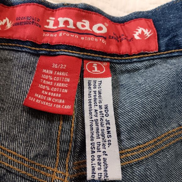 Indo Homegrown Vintage Men's Carpenter Jeans Sz 36- 32 Baggy Fit Mid Wash - Picture 10 of 11